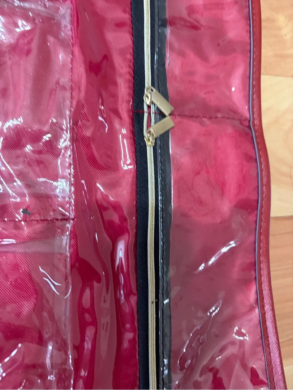 Nicole Miller Metallic Red Logo Makeup Pouch